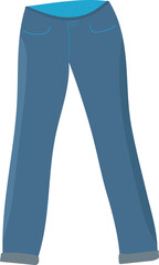 Blue trousers, jeans. Casual wear for every day. Vector. Flat style.