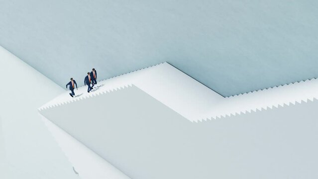 Successful business people are waking up the stairs. Career, professional achievements, competitive environment concept  4K
