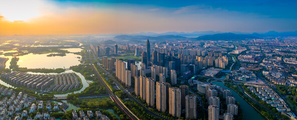 City scenery in Shaoxing City, Zhejiang Province, China