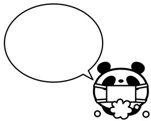 シンプルパンダ顔　マスク手洗い　ふきだし