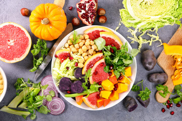buddha bowl- vegetarian autumn or winter salad