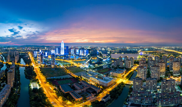 Night View of Shaoxing CBD, Zhejiang, China
