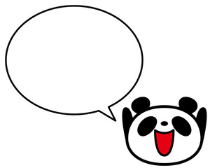 シンプルパンダ顔　バンザイポーズ　ふきだし