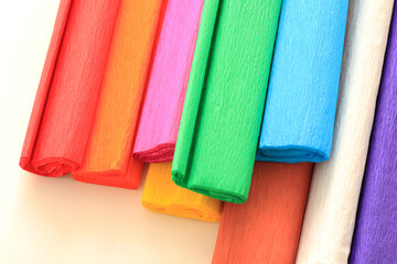 colorful crepe paper rolls for hobby