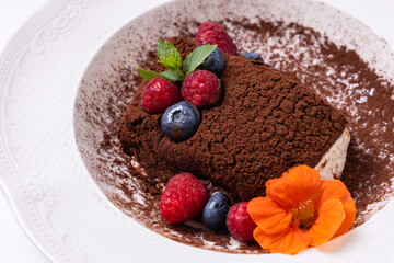 chocolate cake with berries