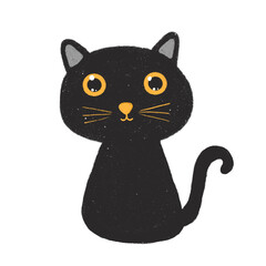 black cat on white background.