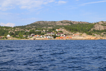 Fototapeta premium Boating in Spangereid, view from a boat, Norway