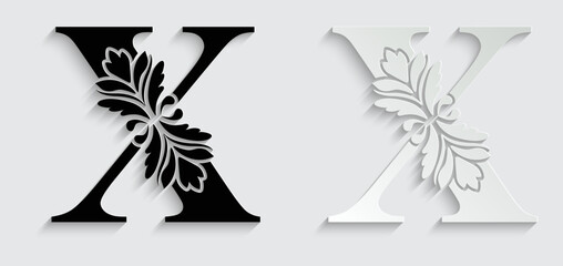 Fototapeta letter X flower letters. Vintage ornament initial Alphabet. Logo vector	
 obraz
