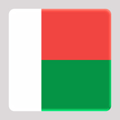 Fototapeta premium 3D Flag of Madagascar on a avatar square background.