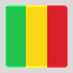 3D Flag of Mali on a avatar square background.