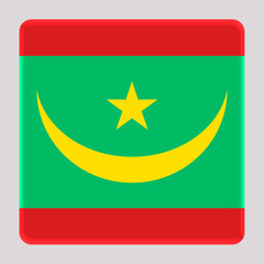 3D Flag of Mauritania on a avatar square background.