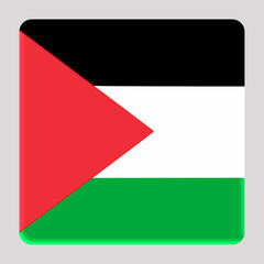 3D Flag of Palestine on a avatar square background.