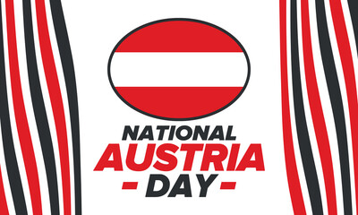 National Day in Austria. National happy holiday, celebrated annual in October 26. Austria flag. Patriotic elements. Poster, card, banner and background. Vector illustration