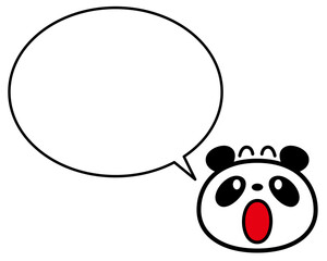 シンプルパンダ顔　びっくり顔　ふきだし