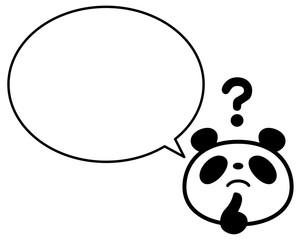 シンプルパンダ顔　はてな疑問　ふきだし