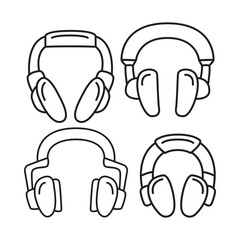 Headphones set outline icon.Earphones thin line.Isolated on white background.Design element for websites.Vector illustration.