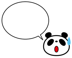 シンプルパンダ顔　汗マーク　ふきだし
