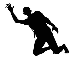 Zombie silhouette vector, Halloween devil in black and white.