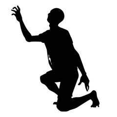 Zombie silhouette vector, Halloween devil in black and white.