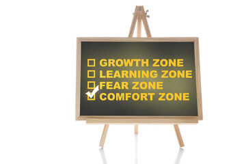 Growth mindset for development concept and challenge success idea. Comfort fear learning and growth...