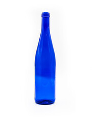 Blue Bottle of Wine Isolated on a White Background
