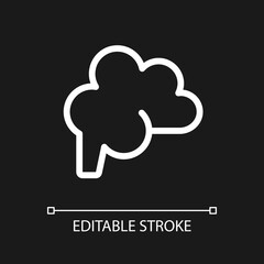 Brain pixel perfect white linear ui icon for dark theme. Nervous system. Neurological checkup. Vector line pictogram. Isolated user interface symbol for night mode. Editable stroke. Arial font used