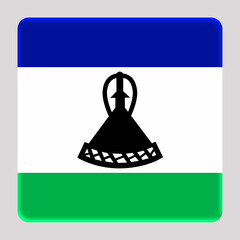 3D Flag of Lesotho on a avatar square background.