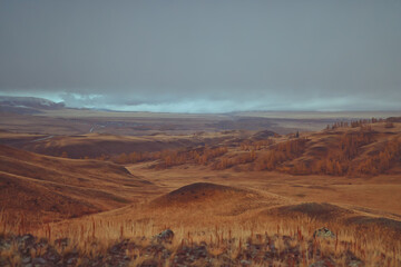 landscape mountain altai, panorama scenery freedom, autumn nature of siberia