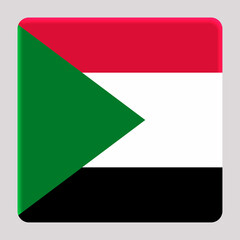 3D Flag of Sudan on a avatar square background.
