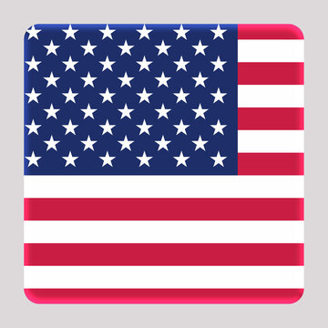 3D Flag of United States of America on a avatar square background.