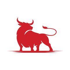 Vector of a bull on a red animal.