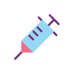 Syringe flat color ui icon. Regular vaccination and immunization. Medication injection. Simple filled element for mobile app. Colorful solid pictogram. Vector isolated RGB illustration