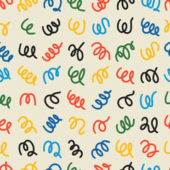 Seamless colorful doodle pattern. Hipster illustranion. Modern graphic design.