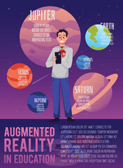 Poster or vertical banner about augmented reality flat style