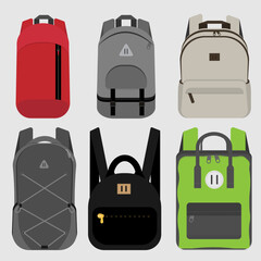 Back-to-school bag collection Vector Illustrations