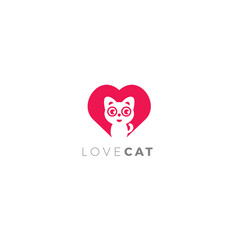 Love Cat Logo Simple Design