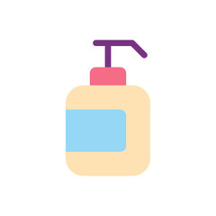 Fototapeta premium Hand sanitizer flat color ui icon. Liquid disinfectant. Pump bottle package. Infection prevention. Simple filled element for mobile app. Colorful solid pictogram. Vector isolated RGB illustration