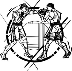 Boxer fight vector illustration sketch