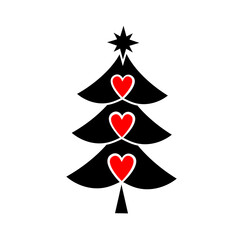 Christmas hand paint vector illustration with christmas tree.