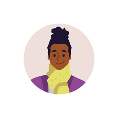 Avatar portrait of African American woman flat vector illustration isolated.