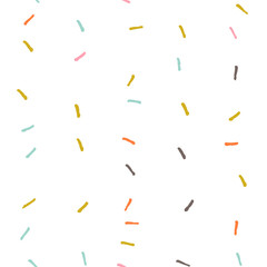Vector organic seamless abstract background, party confetti pattern. Colorful pastel colored mosaic of simple shapes on white background.
