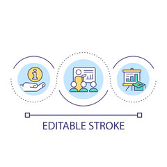 Educative seminar for employees loop concept icon. Corporate training. Project presentation abstract idea thin line illustration. Isolated outline drawing. Editable stroke. Arial font used