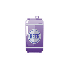 Purple metal beer bottle flat style, vector illustration