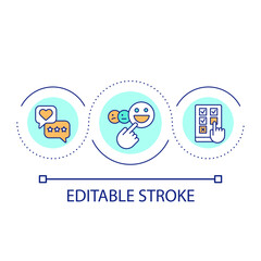 Positive experience loop concept icon. Service customer feedback. Information collecting abstract idea thin line illustration. Isolated outline drawing. Editable stroke. Arial font used