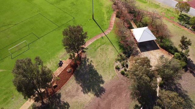 Aerial Descending Shot Over Riverlinks Park In Spring, Clarkson Perth