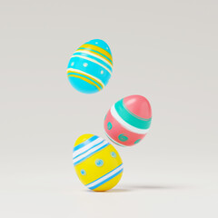 3d rendering of easter eggs on white background.