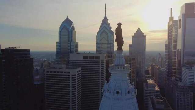 Philadelphia Downtown Sunset Panorama, Skyline