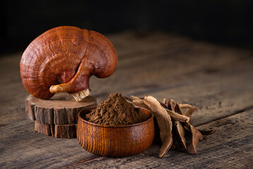 Reishi or lingzhi Mushroom on nature background.
