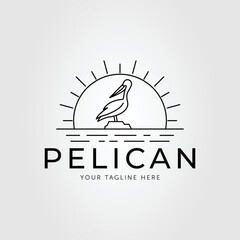 pelican bird or heron or flamingo logo vector illustration design