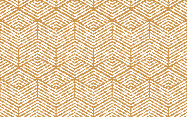 Abstract geometric pattern with stripes, lines. Seamless vector background. White and gold ornament. Simple lattice graphic design